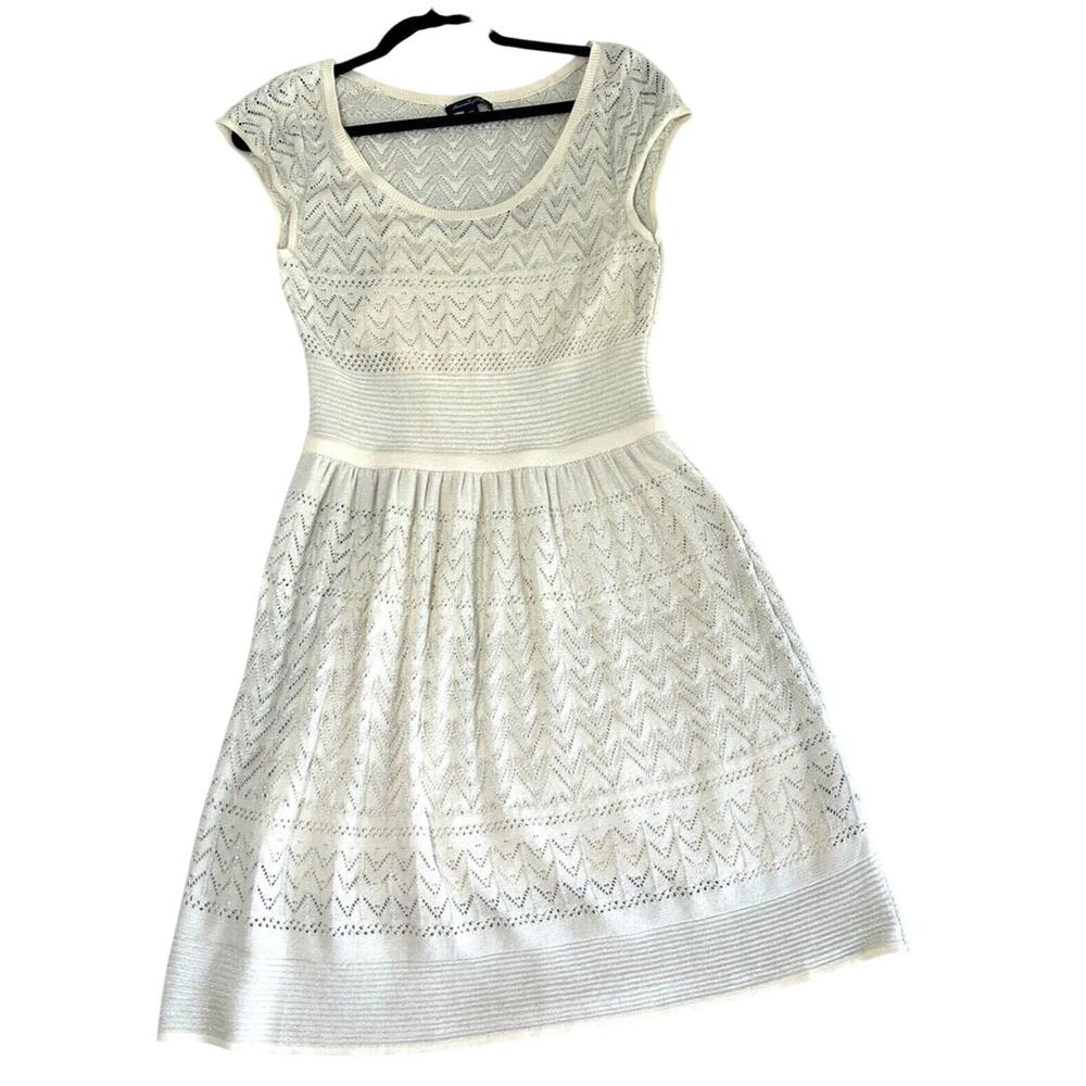 American Eagle Outfitters Crochet Dress Women's Size M Ivory Knit Boho Cotton